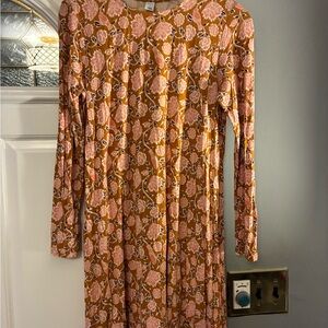 Old Navy Floral Long Sleeve Dress in Orange and Pink